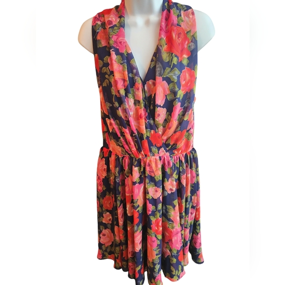 Boston Proper Dresses & Skirts - Boston Poper Navy Pink Floral V Neck Dress Size 16